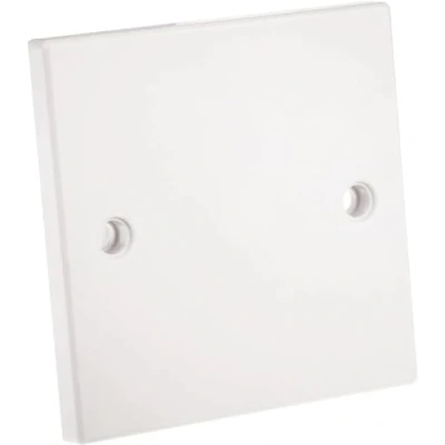 Image of rhinocables Single Electrical Blanking Cover Plate 2 (Two) Gang White Gloss Plastic Finish (1, Single)