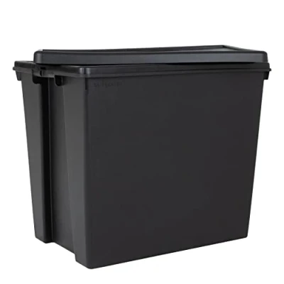 Image of Wham Bam Heavy Duty Storage Boxes With Lids, Recycled and Recyclable Strong Box, Black, Garage, Shed, Secure (92L, Set of 2)