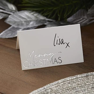 Image of Ginger Ray TIS 604 Christmas Place Cards, Silver