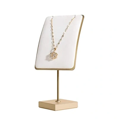Image of GemeShou White jewelry necklace display for sale, gold and earring holder, velvet organizer hanger【White】