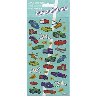 Image of Paper Projects 01.70.17.006 Cars and Planes Sparkly Reusable Stickers, Blue, 24.5cm x 11cm