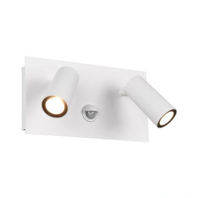 Image of Tunga Modern 2 Light Outdoor Spotlight White Matt 3000K IP54 with PIR UK Stock