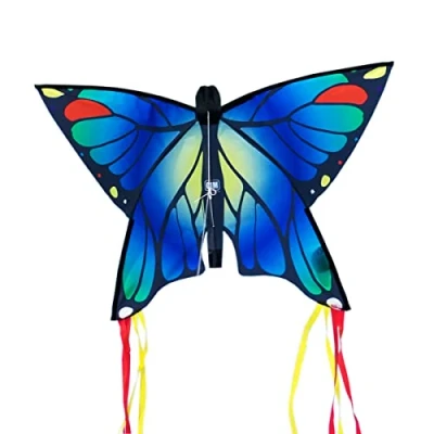 Image of CIM Butterfly Kite Blue for children 3 years onward 58x40cm incl. 20m flying line with 195cm bow tails