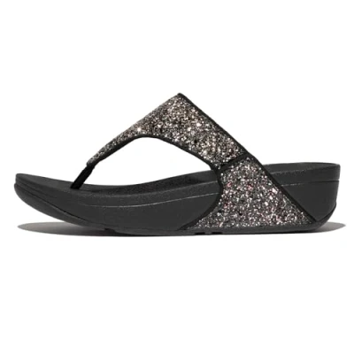 Image of Fitflop Women&#039;s LULU Multi Tonal Glitter Toe Post Sandals, Black, 5 UK