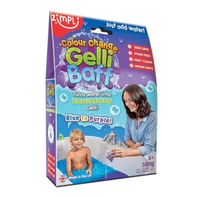 Image of Colour Changing Gelli Baff Blue to Purple from Zimpli Kids, 1 Bath or 6 Play Uses, Magically turns Water into thick, colourful goo, Bathtub Pool Toy Game for Children, Play, Fun Toys
