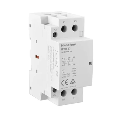 Image of Heschen Household AC Contactor, HSR1 63, 2 Pole Two Normally Closed, 220V/230V Coil Voltage, 35mm DIN Rail Mount