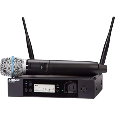 Image of Shure GLXD24R+/B87A Dual Band Pro Digital Wireless Microphone System for Church, Karaoke, Vocals 12 Hour Battery Life, 100 ft Range BETA 587 Handheld Vocal Mic, Single Channel Rack Mount Receiver