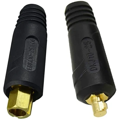 Image of RIVERWELD TIG Welding Cable Panel Connector Plug DKJ10 25 &amp; EDKL10 200Amp Dinse Quick Fitting 2pcs