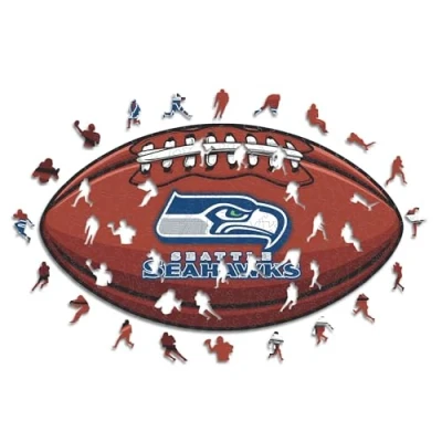 Image of Iconic Puzzles, Seattle Seahawks crest, 100% eco sustainable wooden puzzle with official license, size L, 500 pieces