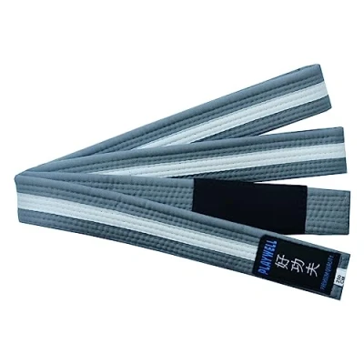 Image of Playwell Martial Arts Childrens Grading Grey BJJ Ju, Jiu Jitsu Belt With White Stripe (280cm)
