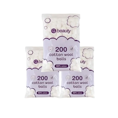 Image of CS Beauty 200 Cotton Wool Balls White 100% (3 Packs (600 Balls))