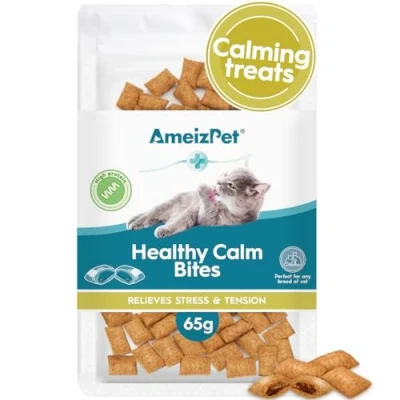 Image of AmeizPet Healthy Calm Cat Dry Food, Calming Treats, Bites Treats Crunchy Biscuits 65 g (2.3 oz)