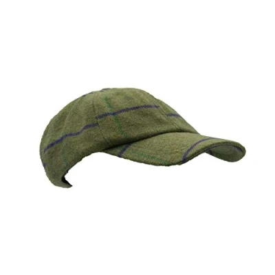 Image of WALKER AND HAWKES Derby Tweed Shoulden Baseball Cap One Size Sage with Purple Stripes