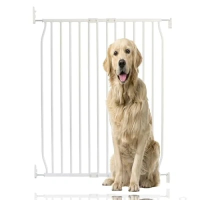 Image of Bettacare Extra Tall Eco Screw Fit Pet Gate, White, 80cm 90cm, Gate 100cm in Height, Fitted Dog Safety for Puppy