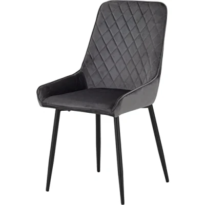 Image of Seconique Avery Dining Chair Set of 2 in Grey Velvet