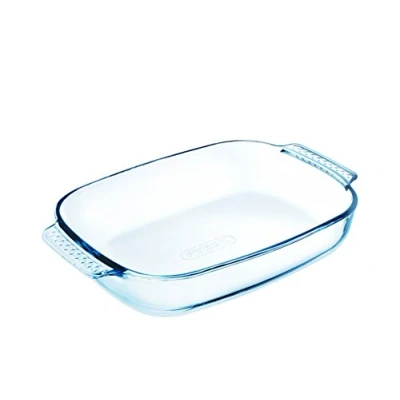 Image of Pyrex Borosilicate Glass Rectangular Roaster with Easy Grip Handles, 39x25cm