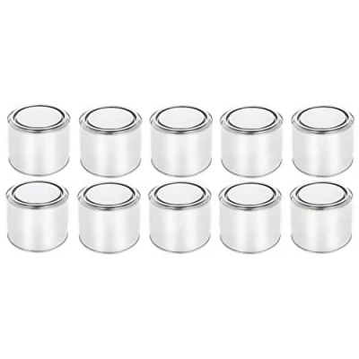 Image of BenBow Tinplate can 16.91 fl oz (500 ml) with press in lid airtight, opaque, empty, round storage/candle container 10 pieces