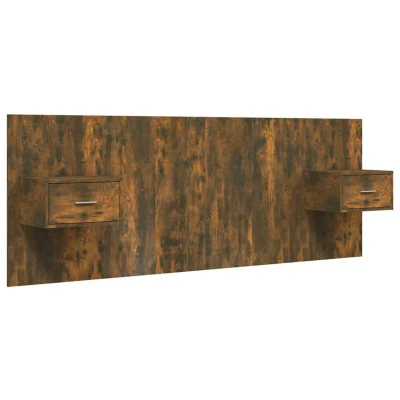 Image of Bed Headboard with Cabinets Smoked Oak Engineered Wood vidaXL