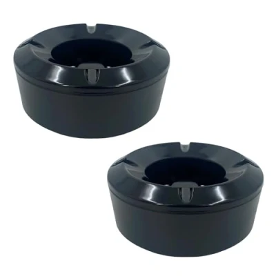 Image of Chabrias Windproof Ashtray Black Melamine 5.75&quot; Durable Cigarette for Pubs and Homes (2)