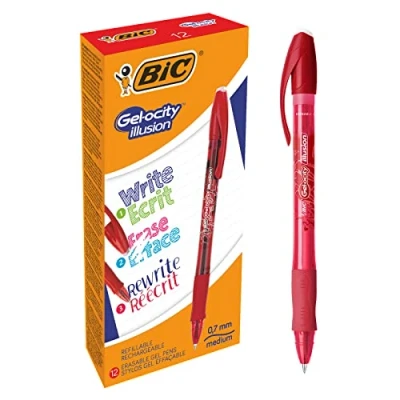 Image of BIC 943442 0.7 mm &quot;Gel Ocity&quot; Illusion Gel Pen Red (Pack of 12)
