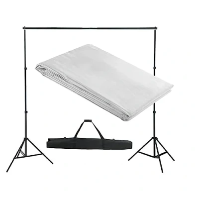 Image of vidaXL Backdrop Support System 300x300cm White Photography Studio Background