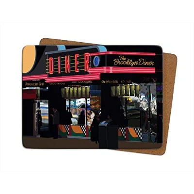 Image of New York&quot;Diner&quot; Single Table Mat Placemat American USA Gift by Leslie Gerry