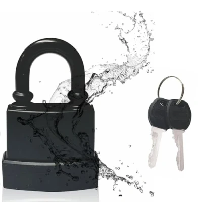 Image of Heavy Duty Outdoor Waterproof Padlock 45mm Rust Proof Steel Lock with 2 Keys High Security for Shed, Garage, Garden Gate, Door, Chain Weatherproof Black (Short Shackle)