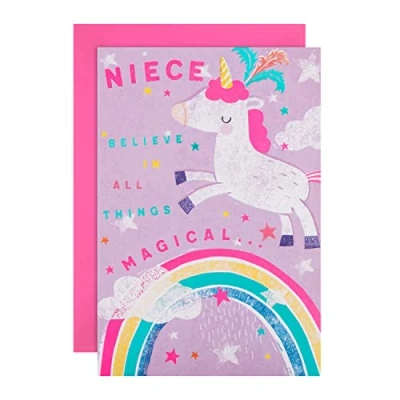Image of Hallmark Birthday Card for Niece Cute Magical Unicorn Design