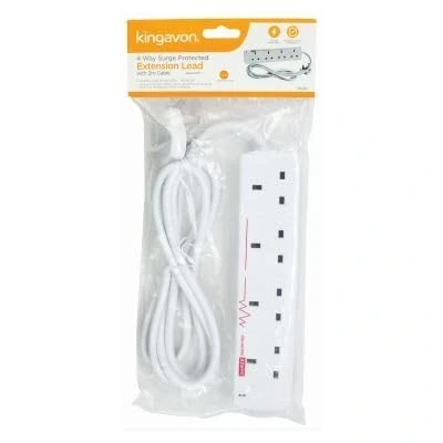 Image of 4 Way Surge Protected Extension Lead with 2m Cable By Kingavon