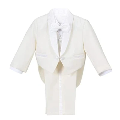 Image of Lito Angels Little Boys Ivory Tuxedo Suits &amp; Blazers Formal Dress Wear Wedding Outfit 5 Piece Set Age 2 3 Years