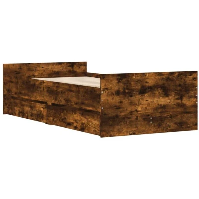 Image of vidaXL Bed Frame without Mattress Smoked Oak 75x190 cm Small Single