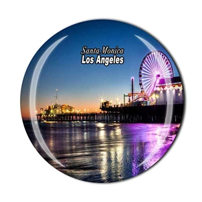 Image of Santa Monica Los Angeles California USA Fridge Magnet Souvenir Gift Refrigerator Decor Magnetic Sticker Collection