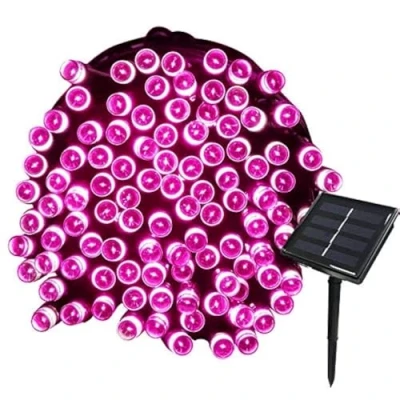 Image of Tuokay, Solar Garden Lights, Outdoor Fairy Waterproof 72ft 22m 200 LED 8 Twinkling Modes, Decorative Lighting String Lights for Home, Gazebo, Patio, Lawn, Wedding Ornament (Pink)