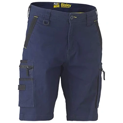 Image of Bisley Workwear UKBSHC1330_BPCT Flex &amp; Move Stretch Utility Zip Cargo Shorts Navy, 32