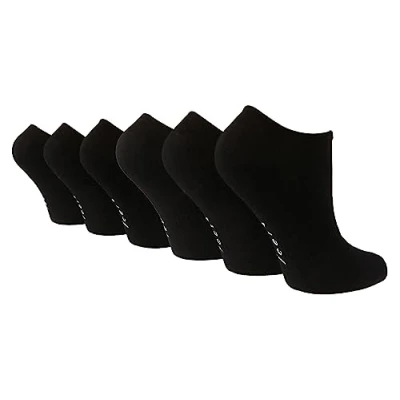 Image of WILDFEET 6 Pair Multipack Ladies Bamboo Sport Trainer Socks Low Cut Cushioned Sports in Black/White (4 8, Black)