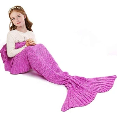 Image of Gifts for Girls, Mermaid Tail Blanket Kids,Mermaid blanket, Crochet Snuggle Mermaid, Handmade Blanket,Best Birthday gift persent Kids by Jr.Hagrid (Kids Pink)