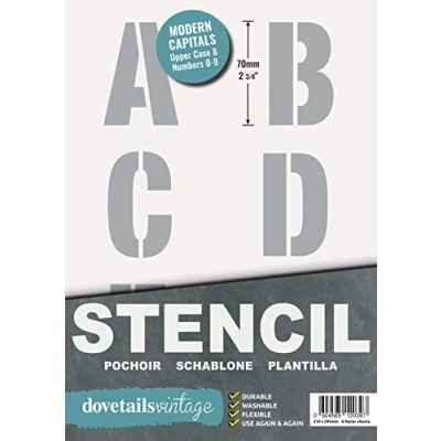 Image of Dovetails Vintage Letter Stencil 70 mm Tall Modern Style Capital Letters and Numbers