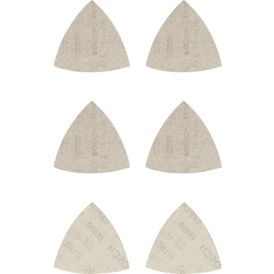Image of Bosch Professional 6 pc. Expert M480 Sanding Net Set (for Hardwood, Paint on wood, 93x93 mm, Grit 80/120/180, Accessories Delta Sander)