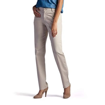 Image of Lee Women’s Relaxed Fit All Day Straight Leg Pant, Parchment, 18 Short