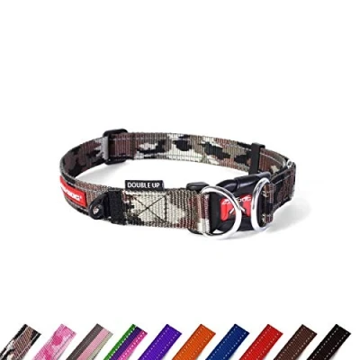 Image of EZYDOG Double Up Dog Collar Small, Medium, Large Dogs, Reflective Collar, Supreme Comfort, Soft Neoprene Material, Strong Nylon Webbing (Medium, Camo)