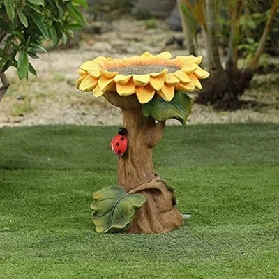 Image of Géneric Bird Baths for Outdoor, Resin Sunflower Birdbath, Large Weather Resistant Bath Outdoor Bowl Garden Statue Basin, Feeding Station Yard #Today