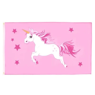 Image of AZ Flag Pink Unicorn 3x5 Ft 100D Polyester Banner with Two Metal Grommets Fade Resistant Vivid Colors 3&#039; x 5&#039; Feet 150x90 Cm
