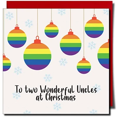 Image of Wonderful Uncles Christmas Greeting Card Gay LGBT Approx 150mm x Premium