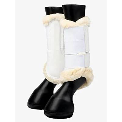 Image of LeMieux Fleece Edge Mesh Brushing Horse Boots Protective Gear and Training Equipment Equine Boots, Wraps &amp; Accessories (White/Medium)