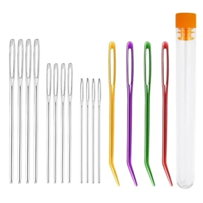 Image of 17 PCS Large Eye Blunt Needles, Darning Needle, Needles for Wool, Crochet Tapestry Wool Sewing Up Knitting DIY Crafts