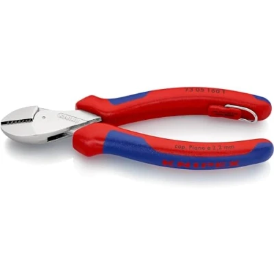 Image of Knipex X Cut® Compact Diagonal Cutter chrome plated, with multi component grips, integrated tether attachment point for a tool 160 mm 73 05 T