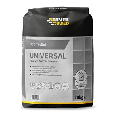 Image of Everbuild 700 TileSet Universal Waterproof Floor and Wall Tile Adhesive, White, 20 kg