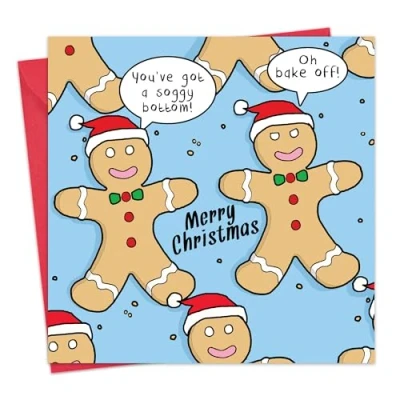 Image of Twizler Merry Christmas Card with Soggy Bottom Funny Xmas Happy Womens for Her Female Mens Him Male