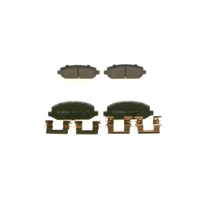 Image of 1617535480 Brake pad set BOSCH 0 986 424 440 Low Metallic with anti squeak plate, mounting manual spring