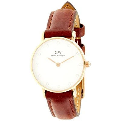 Image of Daniel Wellington Women&#039;s Quartz Watch with Beige Dial Analogue Display and Brown Leather Strap 0900DW 1006SET